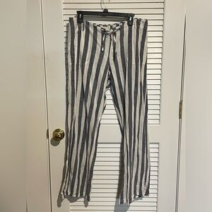 Women’s navy & white striped linen pants